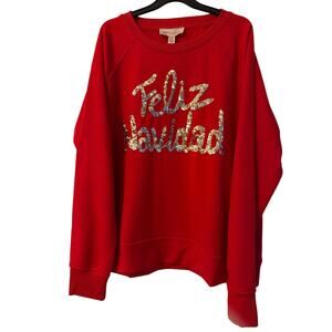 Christmas philosophy pull over sweater Feliz Navida NEW NWT sim